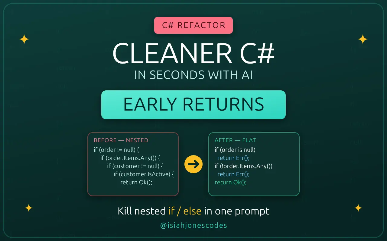 Cleaner C# in Seconds — Refactor Nested Logic with Early Returns